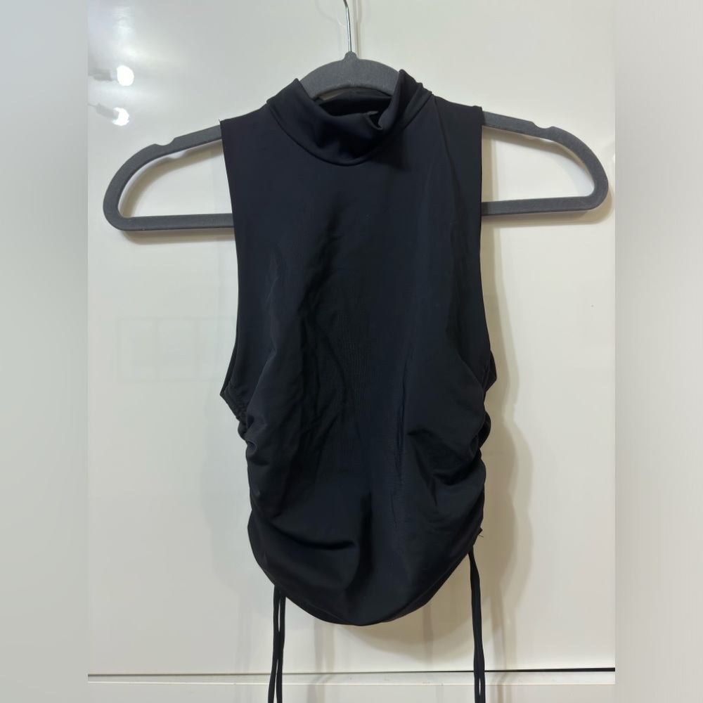 Zara black ruched crop top, adjustable